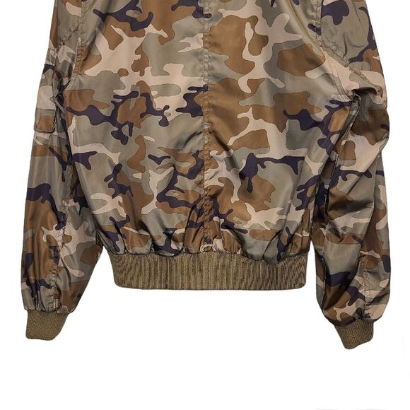 Love Tree Camo Full Zip Bomber Jacket Camouflage Long Sleeve Nylon M - Picture 7 of 16